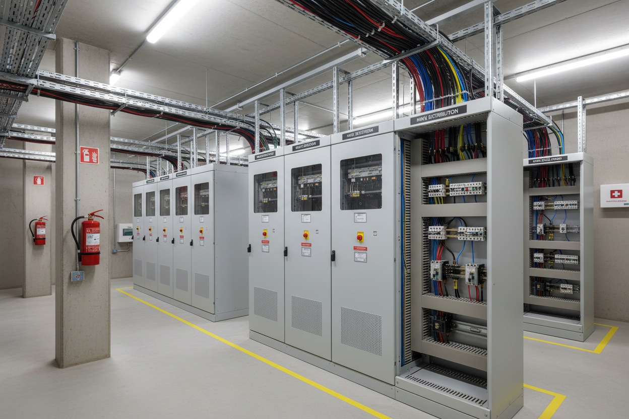 ELEKTRİK PANOLARINI VE PANO ODASINI GÖSTEREN BİR GÖRSEL YAP